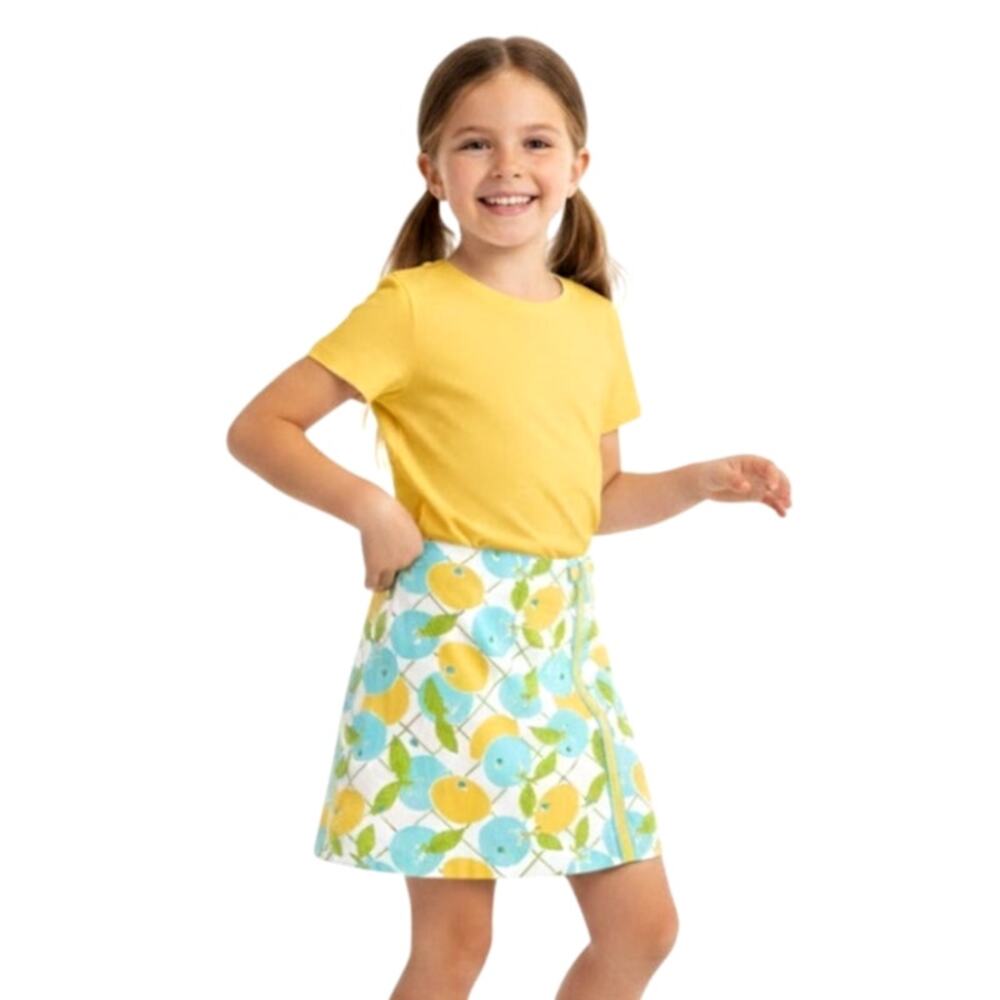 Lilly Pulitzer Lenore Skirt Citron Lemon Lattice Skort Girl 8 Vintage 90s Preppy